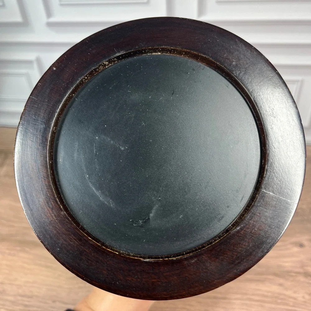 Pottery Barn Turned Wood Pillar Candle Holder Set 2 10in Dark Brown Espresso